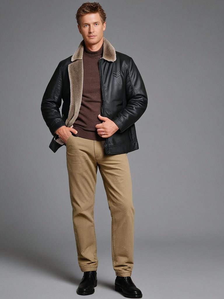 Men's leather jacket with thermal lining – Dario