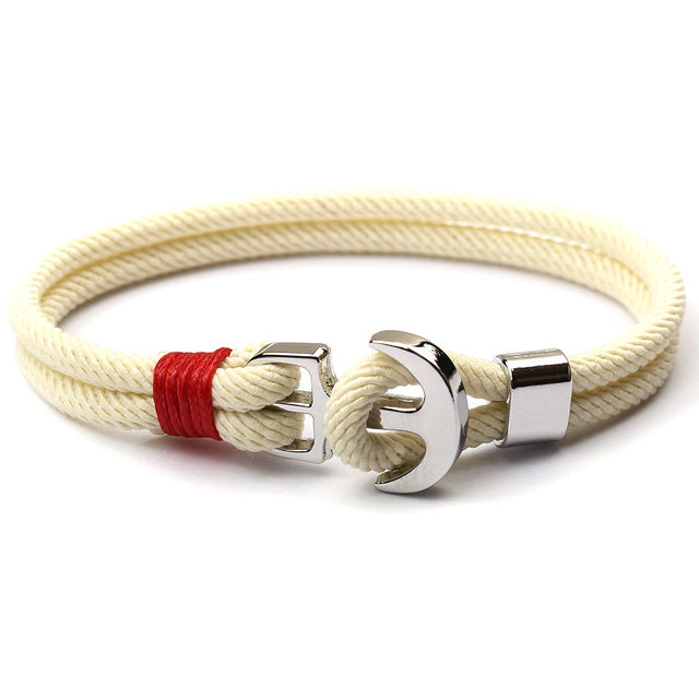 Elegant Anchor Bracelet | Nautical Charm | Adjustable Fit-Fish Hook - Beige-State of Style