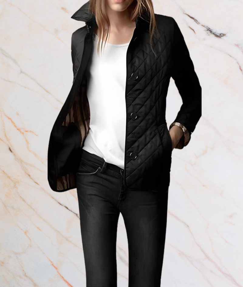 ELEGANT FITTED JACKET WITH EMBOSSED PATTERN DESIGN-M-Black-State of Style