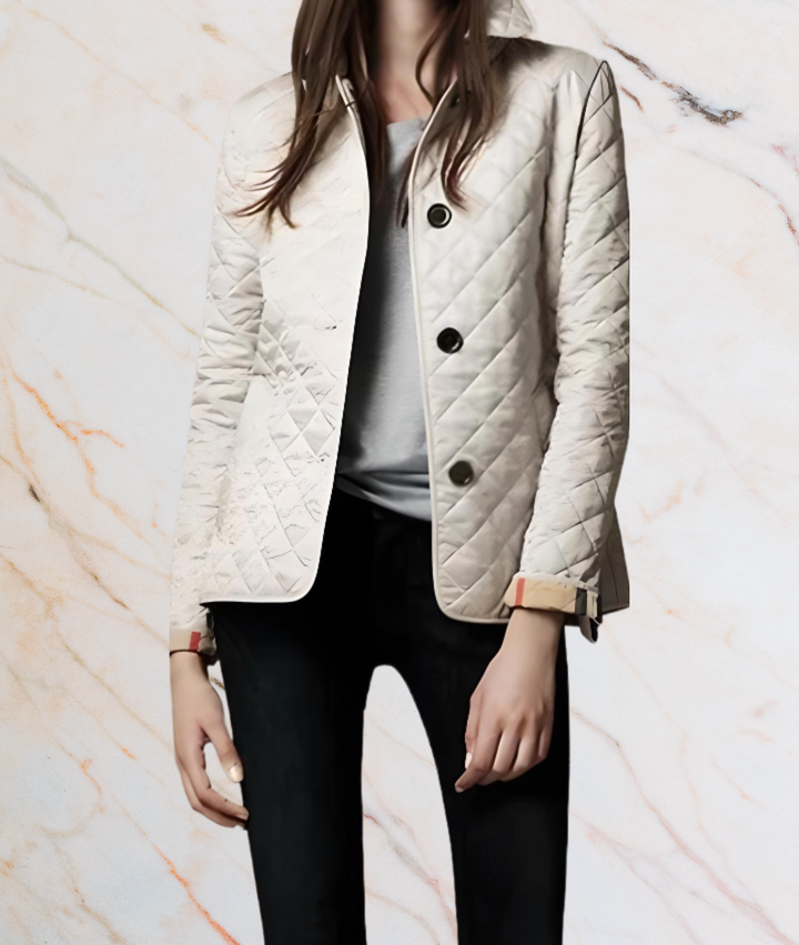ELEGANT FITTED JACKET WITH EMBOSSED PATTERN DESIGN-M-White-State of Style