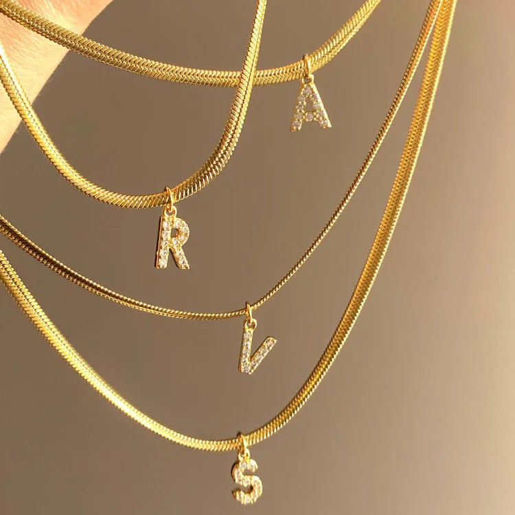 Ella Gold Initial Necklace-A-State of Style