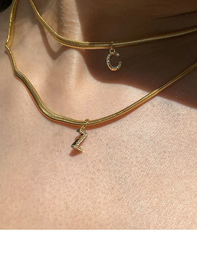 Ella Gold Initial Necklace-A-State of Style