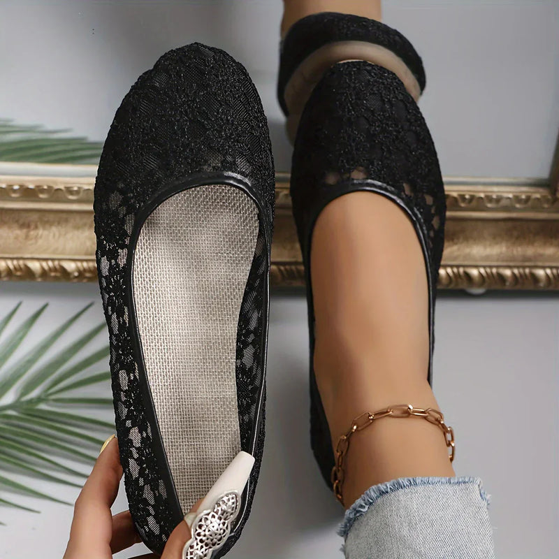 Flower Pattern Ballerinas | Fleur-Black-3.5-State of Style
