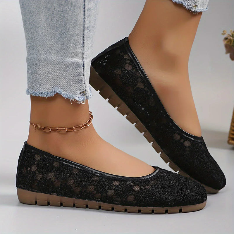 Flower Pattern Ballerinas | Fleur-White-3.5-State of Style
