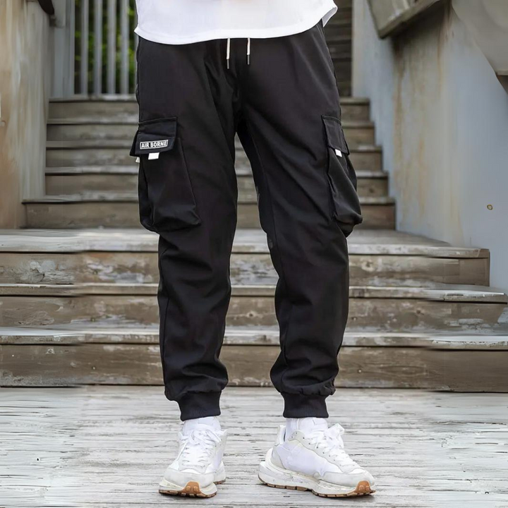 Functional Cargo Trousers with Drawstring - Maxwell-Black-S-State of Style