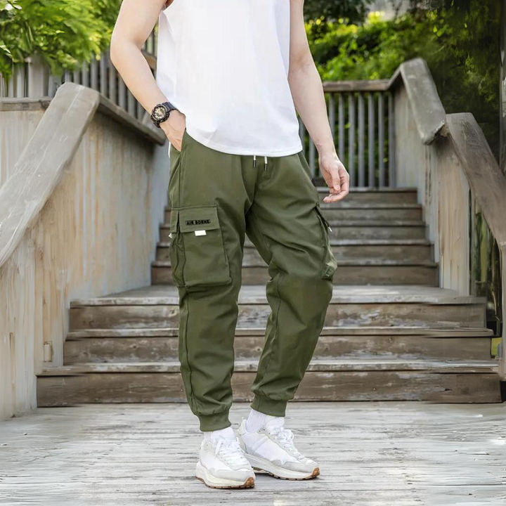 Functional Cargo Trousers with Drawstring - Maxwell-Olive Green-S-State of Style