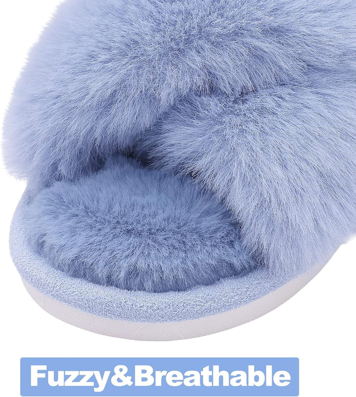 Fuzzy Slippers with Memory Foam - CloudStep-Black-3.5 - 4-State of Style