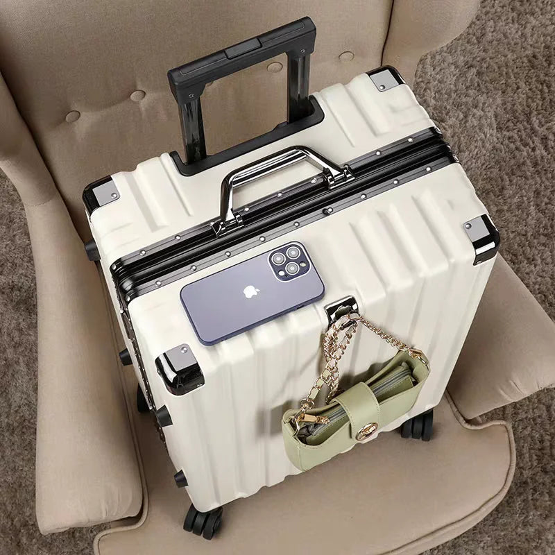 Hard shell suitcase with aluminium frame – Vilnius-Beige-S (42 L)-State of Style