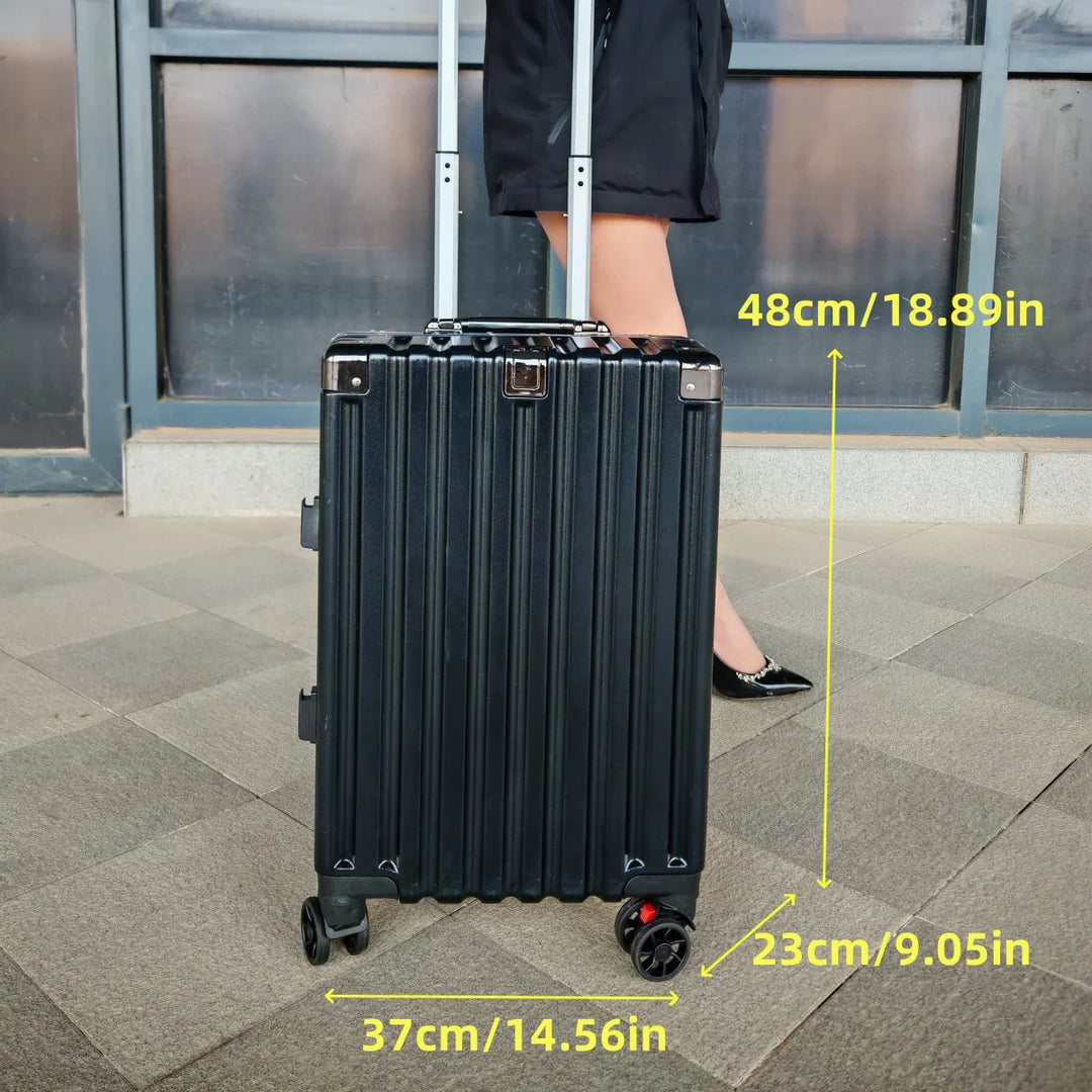 Hard shell suitcase with aluminium frame – Vilnius-Blue-S (42 L)-State of Style