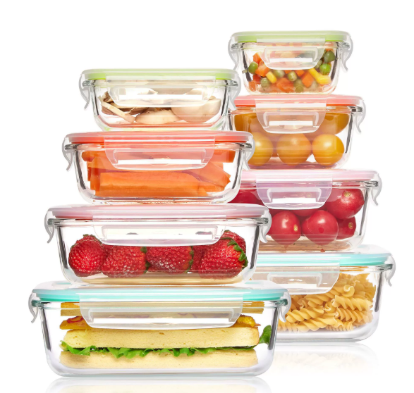 8-piece set of glass food storage containers with lids