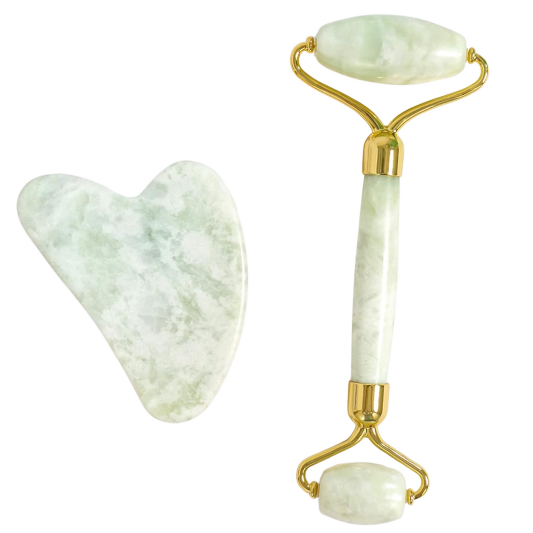 Instant Glow Gua Sha & Jade Roller Set-Light Green-State of Style