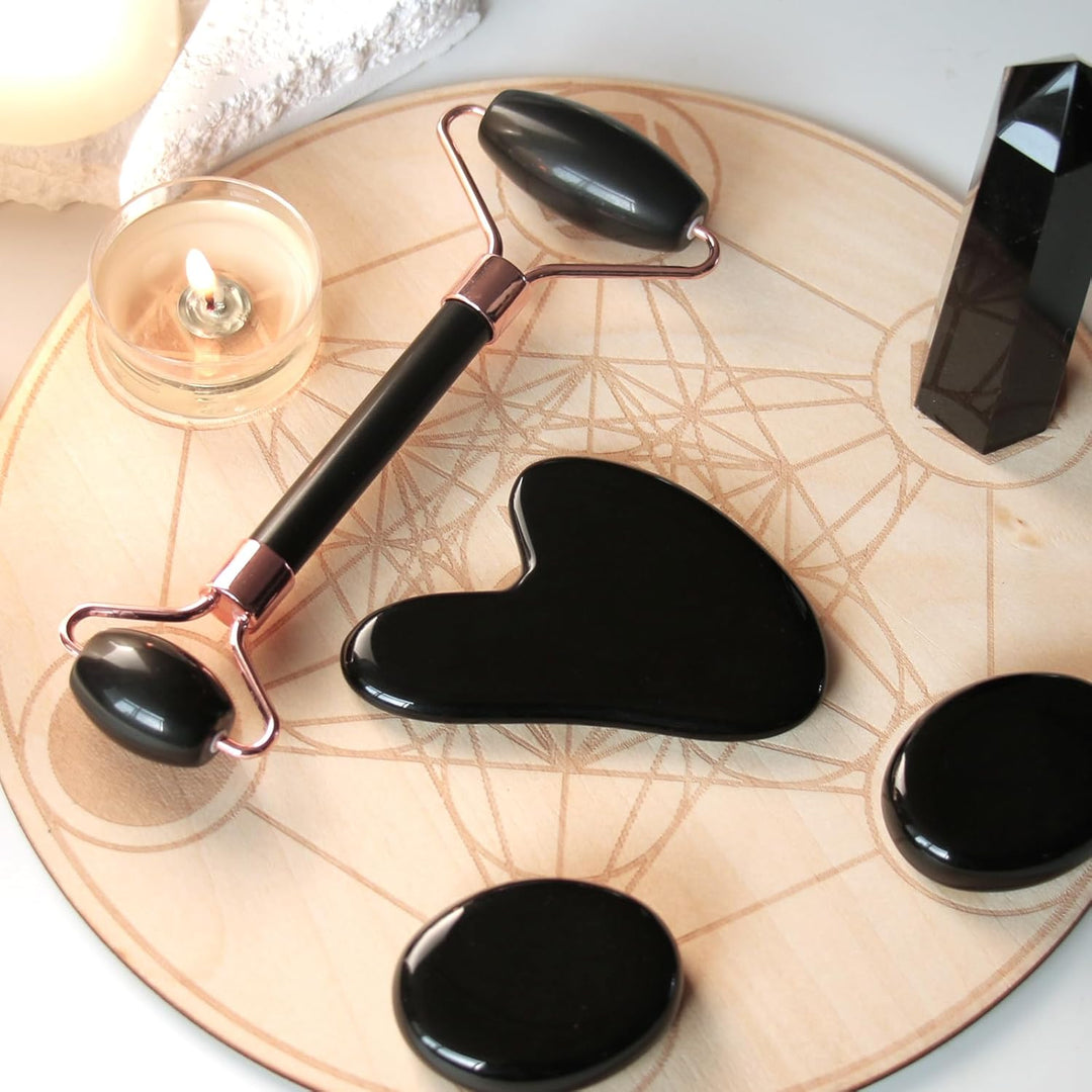 Instant Glow Gua Sha & Jade Roller Set-Zwart-State of Style
