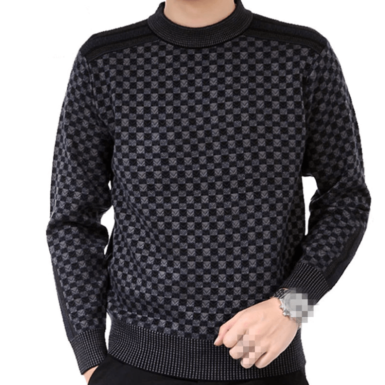 Men's sweater with check knit pattern – Fabian