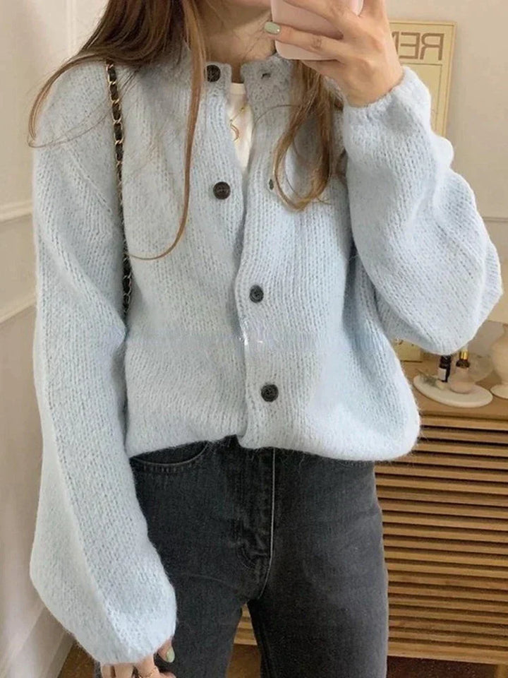 Ladies Knitted Cardigan - Nova-Light Blue-One-Size-State of Style