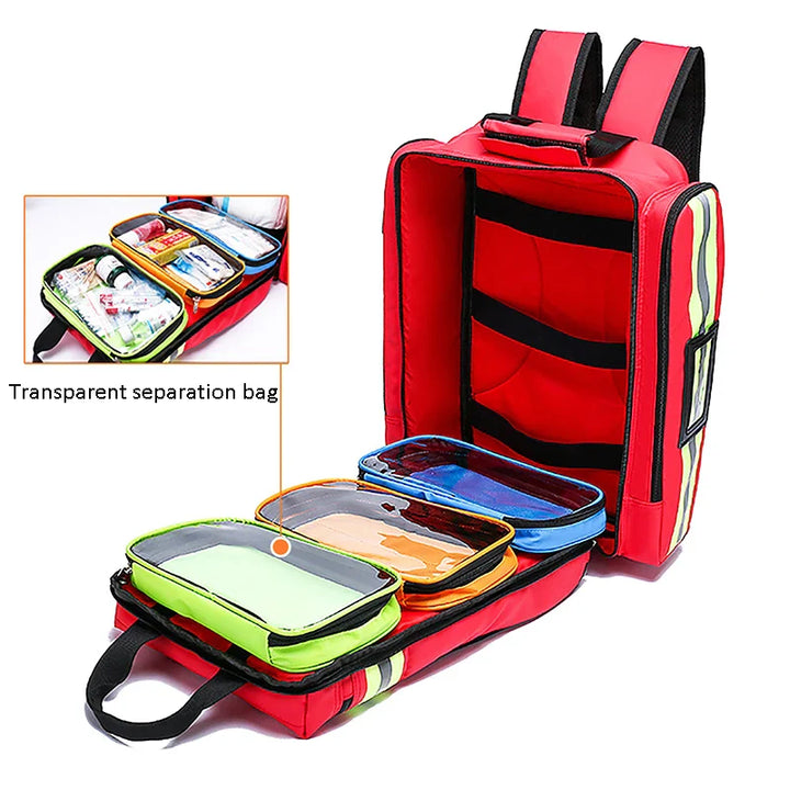Large First Aid & Survival Backpack - RescueReady-Red-State of Style