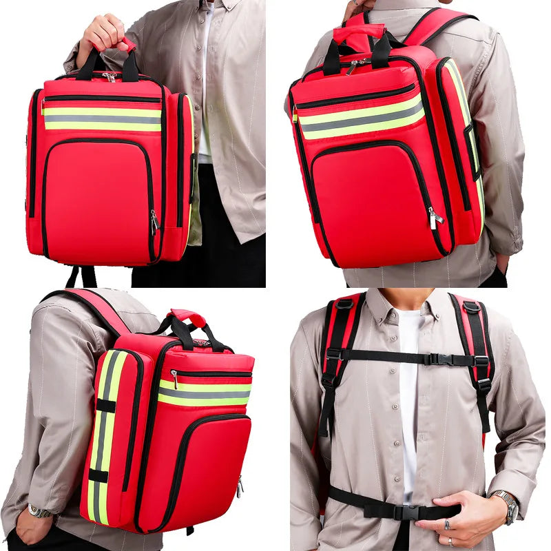 Large First Aid & Survival Backpack - RescueReady-Red-State of Style