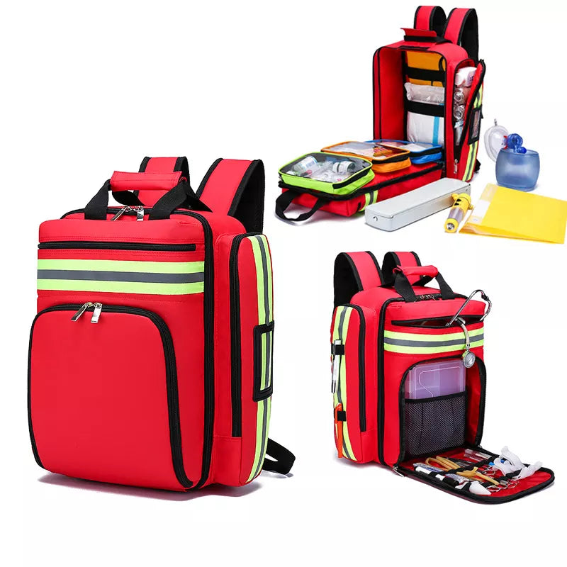 Large First Aid & Survival Backpack - RescueReady-Red-State of Style