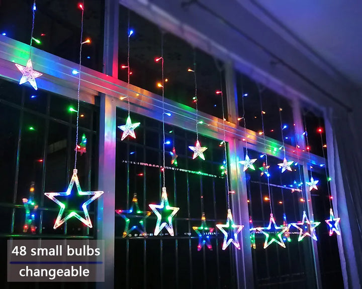 LED Star Garland - StarryGlow-Button Control-Changing-State of Style