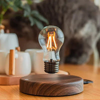 Levitating Light Bulb with Walnut Wood Base - LevitaLux-Circle-State of Style