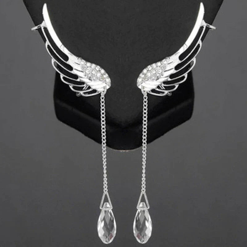 Long Cuff Earrings With Angel Wings-State of Style