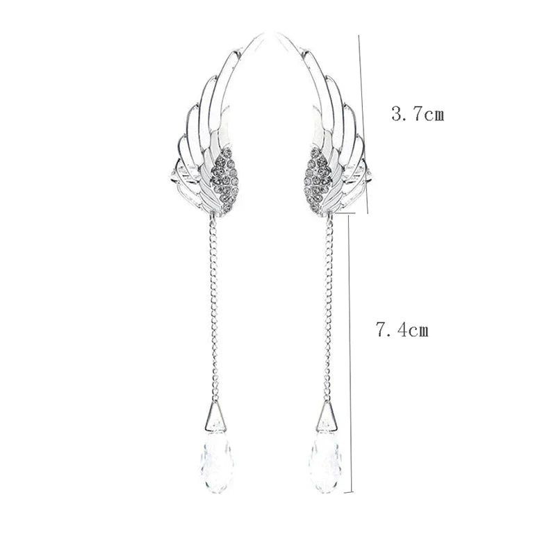Long Cuff Earrings With Angel Wings-State of Style