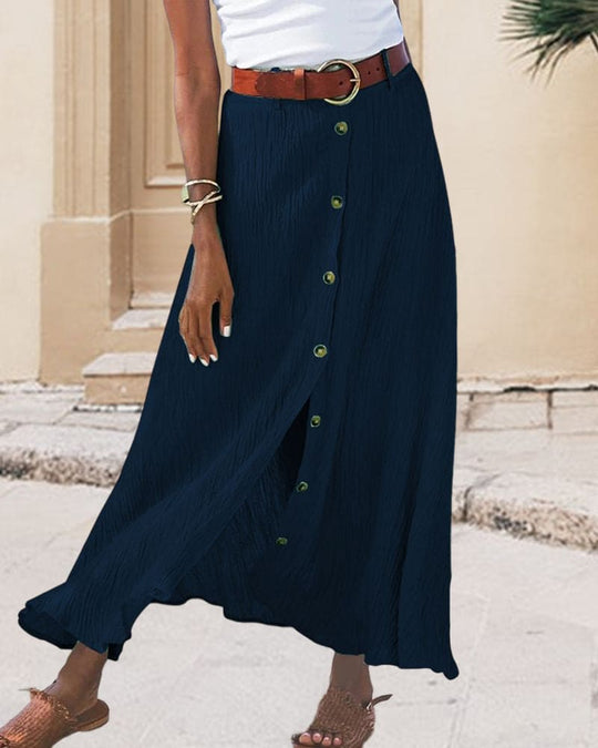 Lotte’s Long, Solid-Coloured Maxi Skirt-Blue-S-State of Style