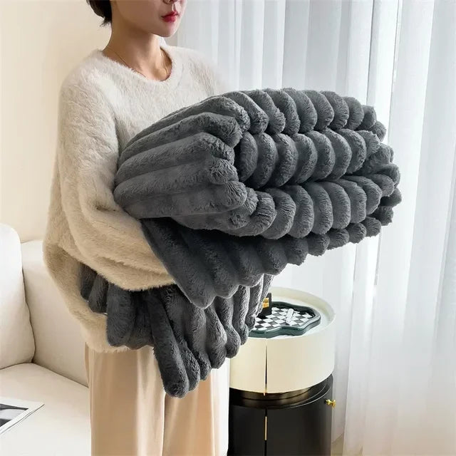 LuxuraWrap Soft Plush Maxi Blanket-120x200 cm-Dark Grey-State of Style