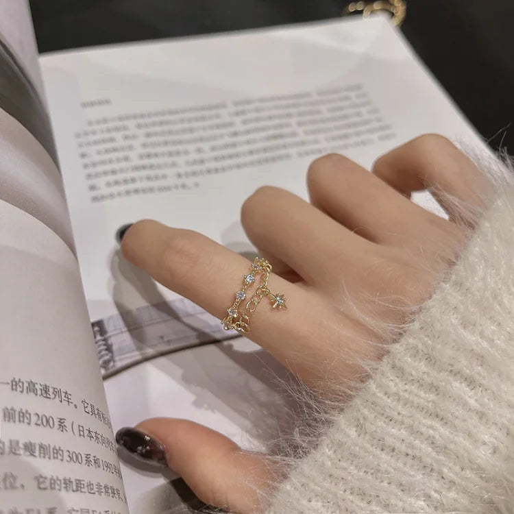 Lyra Gold Hexagram Chain Ring – Timeless Elegance-State of Style