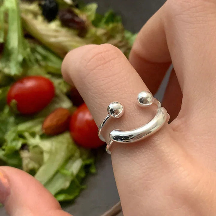 Mila Adjustable Smiley Ring – Playful & Stylish Accessory-Silver-State of Style