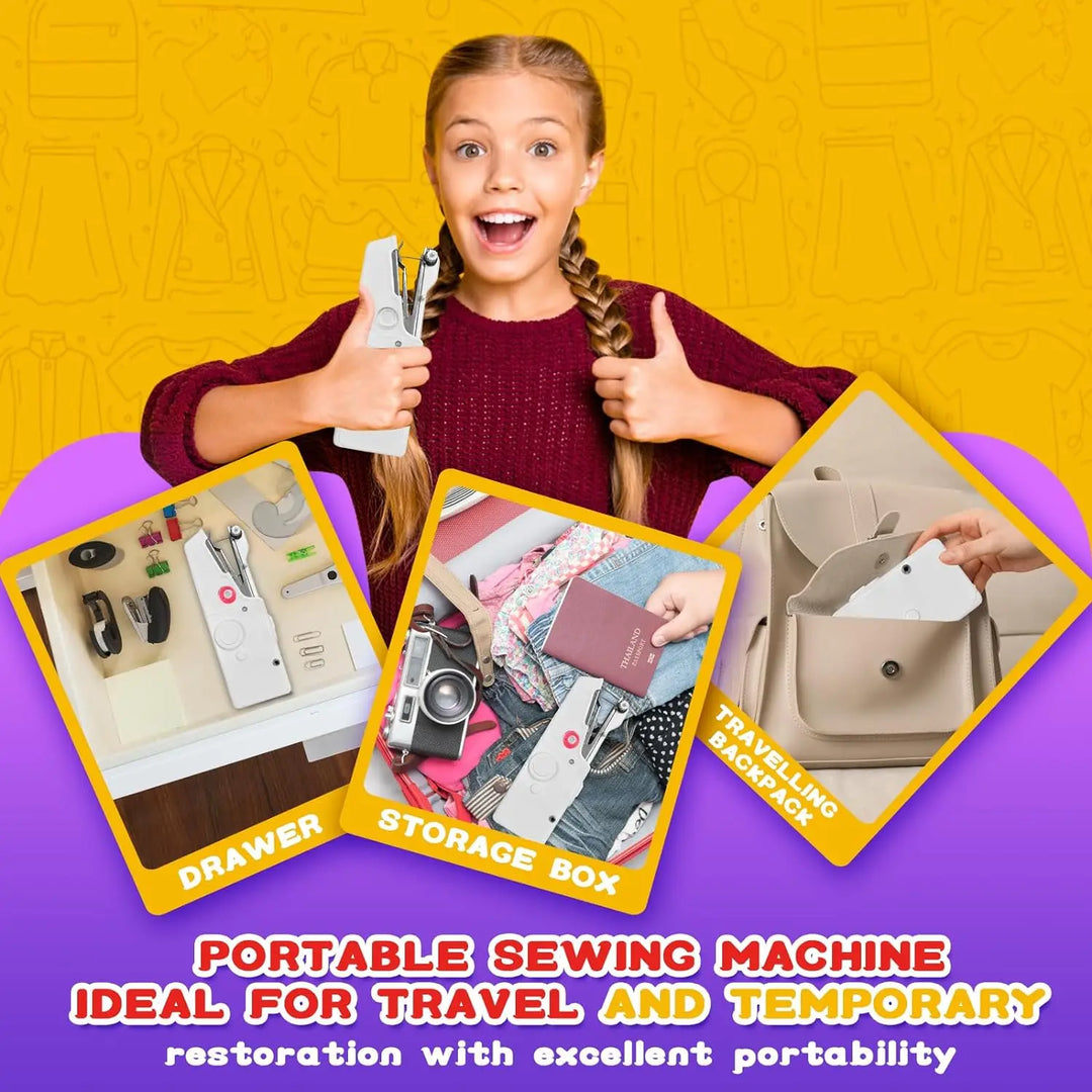 Mini Electric Sewing Machine - StitchMatic-Pink set-State of Style