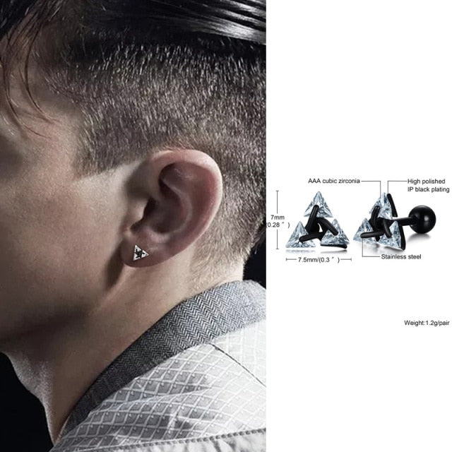 Minimalist Triangle Stud Earrings | Simple and Elegant Design-Black-State of Style