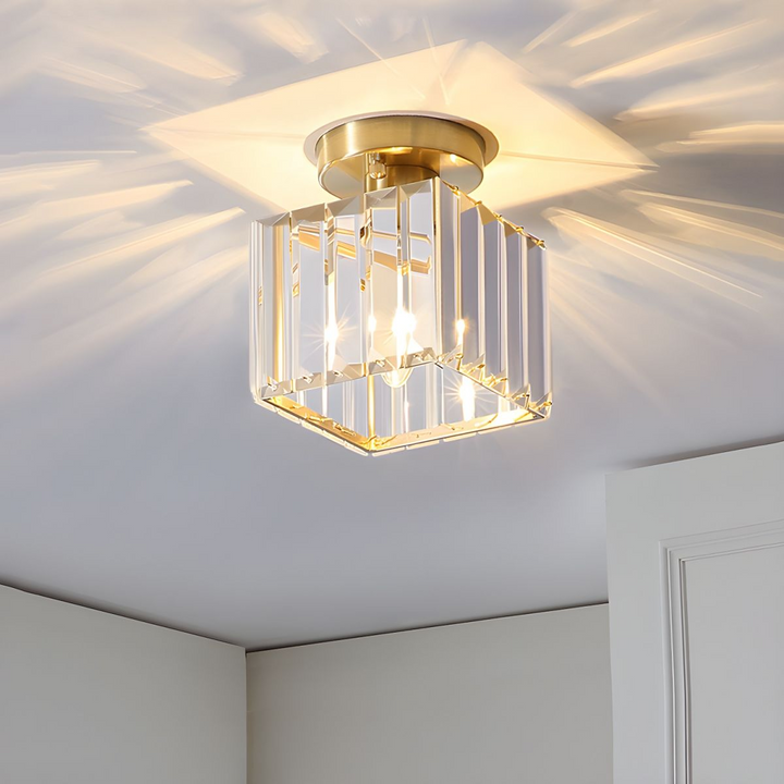 Modern Crystal Ceiling Lamp - CrystalGlow-Black-Square-State of Style