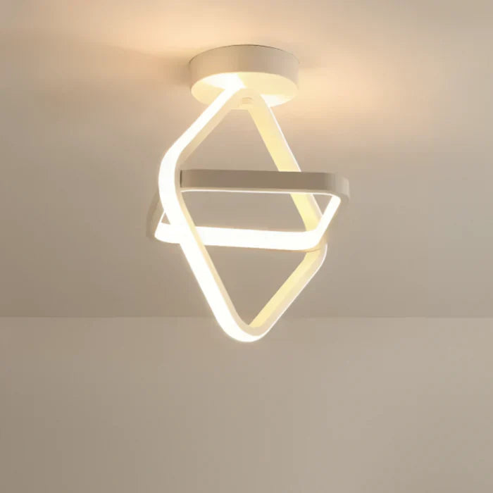 Modern LED Ceiling Lamp with Double Ring Design - Twilight Rings-Rectangle White-State of Style