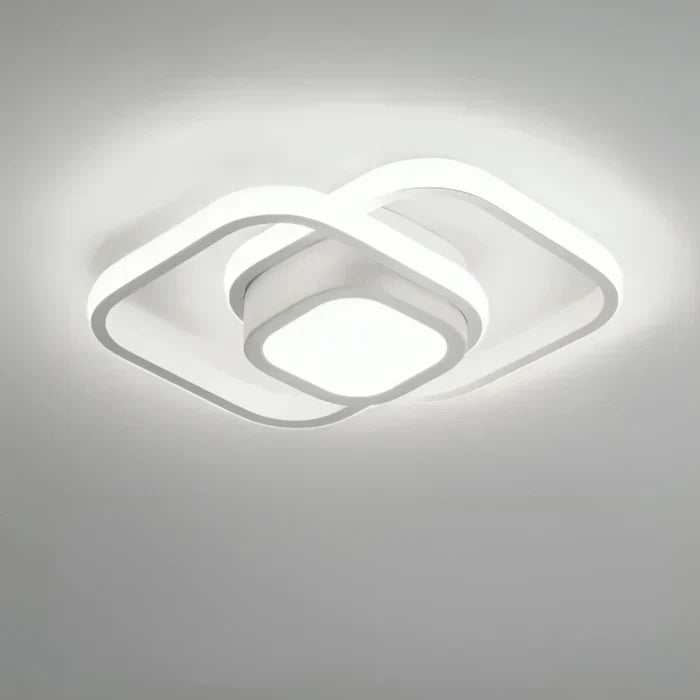 Modern LED Ceiling Lamp with Double Ring Design - Twilight Rings-Square White-State of Style