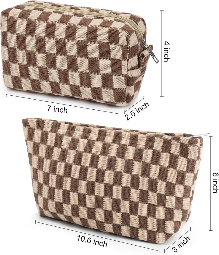 Must-Have Checked Make-up Bag Set-Red-State of Style