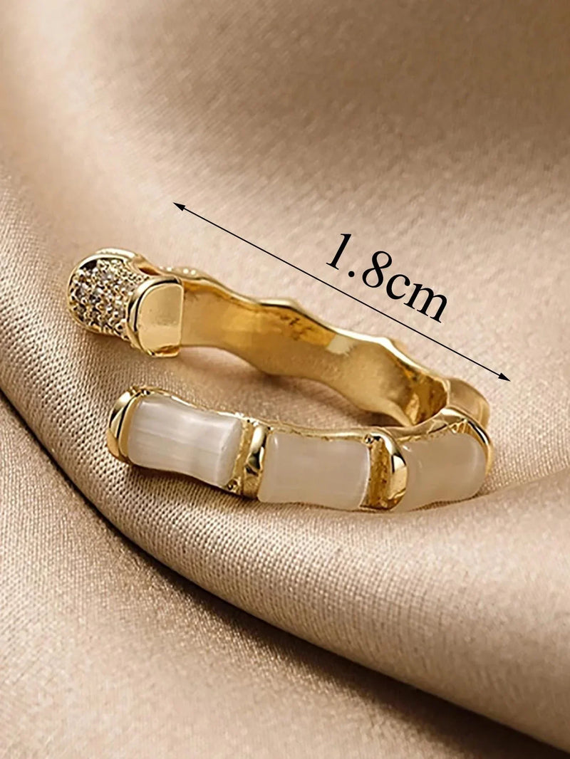 Opal Bamboo Design Ring | Adjustable Statement Jewellery-State of Style