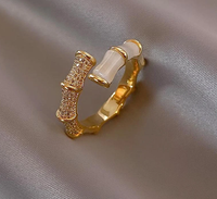 Opal Bamboo Design Ring | Adjustable Statement Jewellery-State of Style