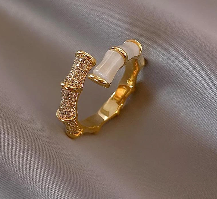 Opal Bamboo Design Ring | Adjustable Statement Jewellery-State of Style