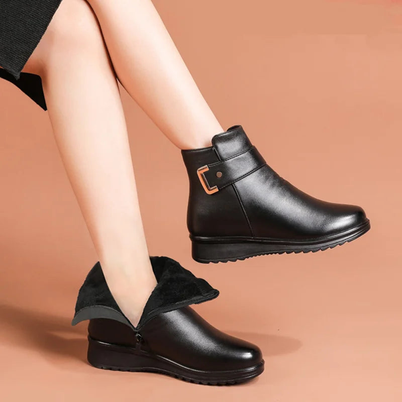 Orthopaedic Leather Ladies' Boots - Ella-Black (Black Lined)-2.5-State of Style