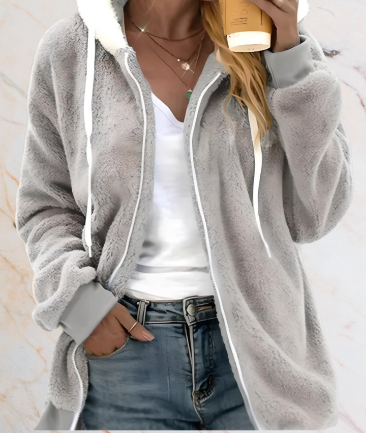 OVERSIZED Long Kunst Jacket with Zip-S-Gray-State of Style