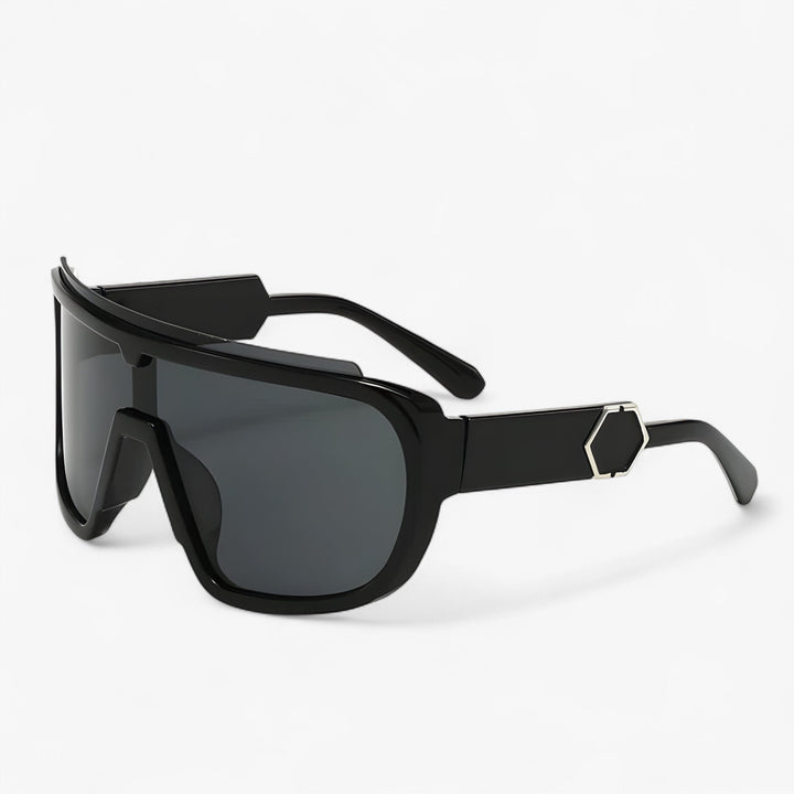 Oversized Monoblock Wraparound Sunglasses – Auron-Black Grey-State of Style