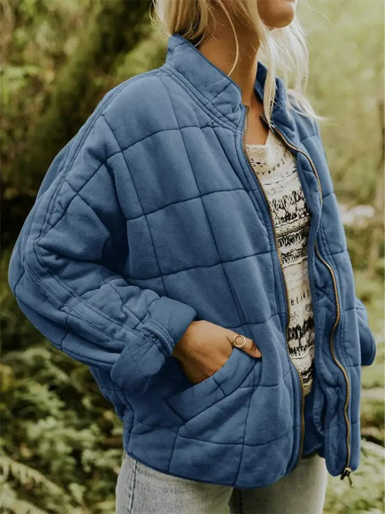 Oversized Padded Intermediate Jacket - Eliza-Dark Blue-S-State of Style