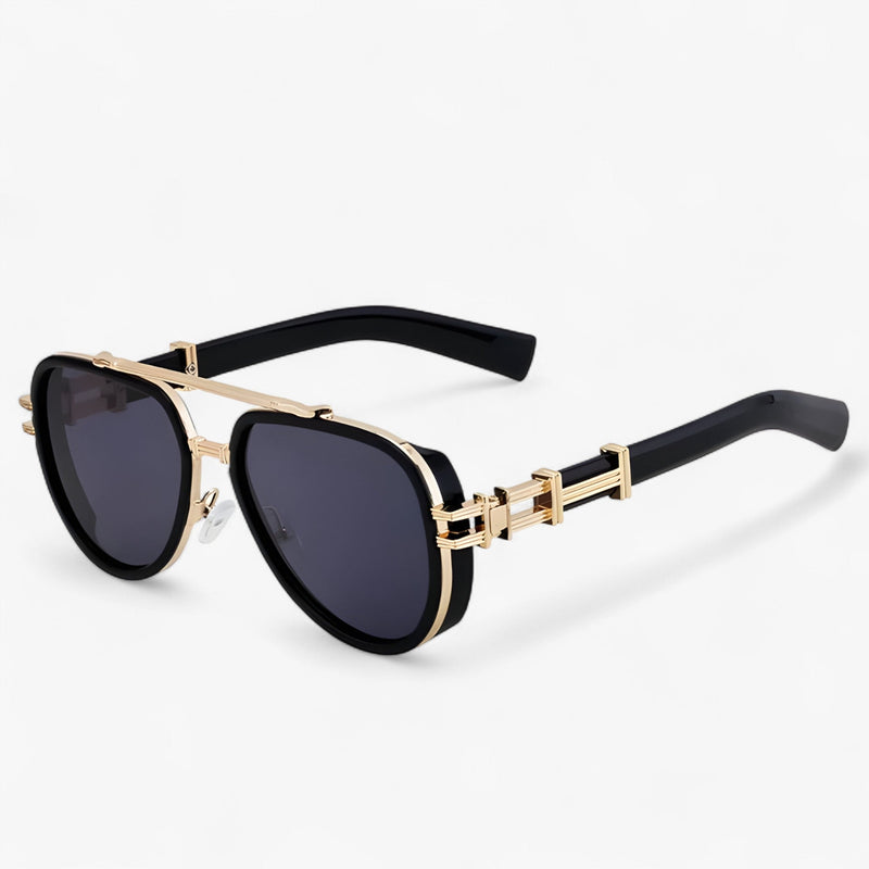 Oversized steampunk sunglasses with polarized lenses – Arclight-Black-State of Style