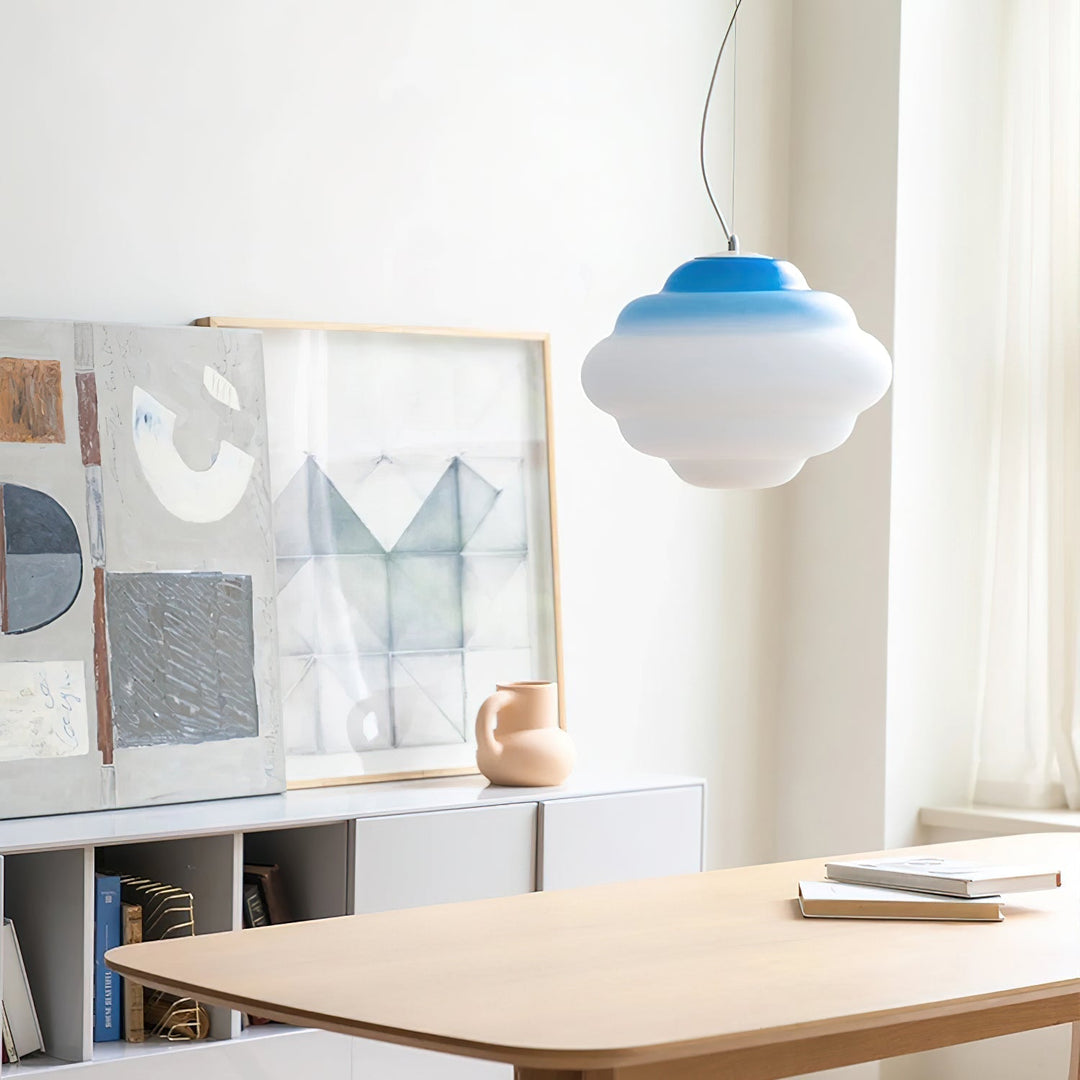 Pendant lamp with gradient and soft light diffusion - Aérola-Red-State of Style