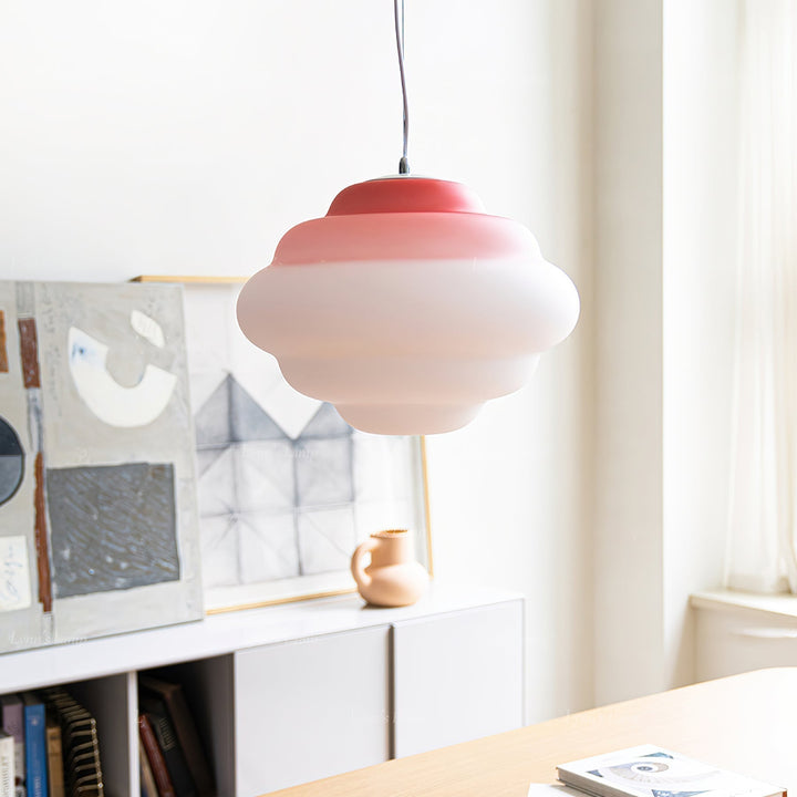Pendant lamp with gradient and soft light diffusion - Aérola-Red-State of Style