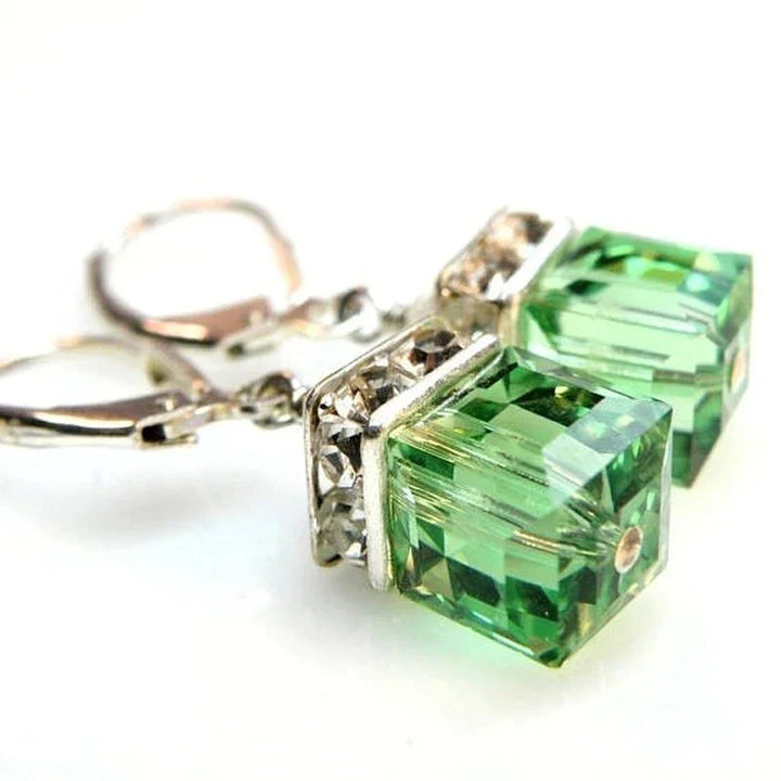 Peridot Crystal Drop Earrings-State of Style