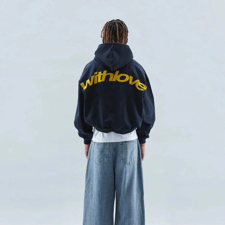 Cuddly autumn hoodie with back print – Love