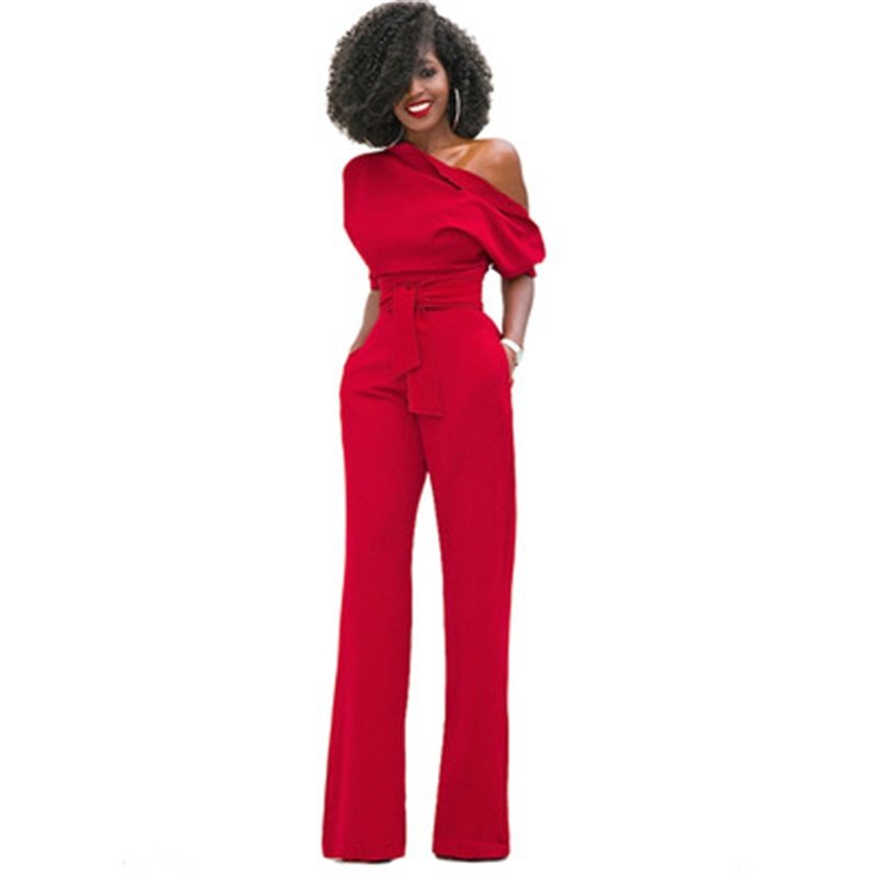 Plain Bodycon Women's Jumpsuit - Sofia-Red-S-State of Style
