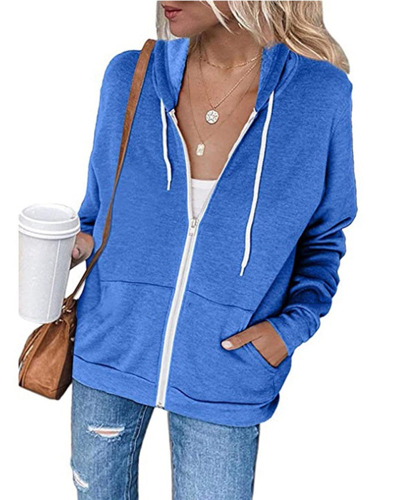 Plain Ladies Jacket with Pockets - Emma-Blue-S-State of Style