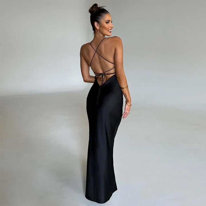 Plain Maxi Dress with Side Split – Nayla-Red-S-State of Style
